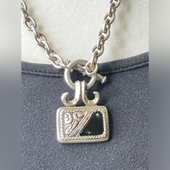 NWOT Premier Designs Necklace Chunky Chain Balinese Style Pendent Black Stone - Picture 4 of 8